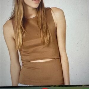 Topshop Brown Cutout Sleeveless Top